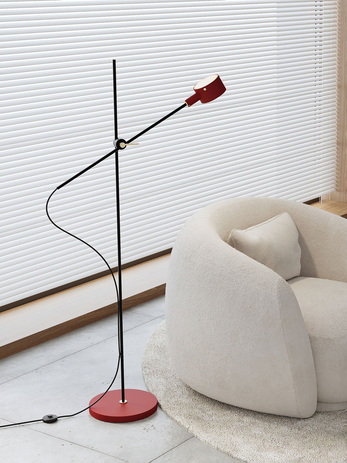 Arclen verstelbare vloerlamp met horizontale arm
