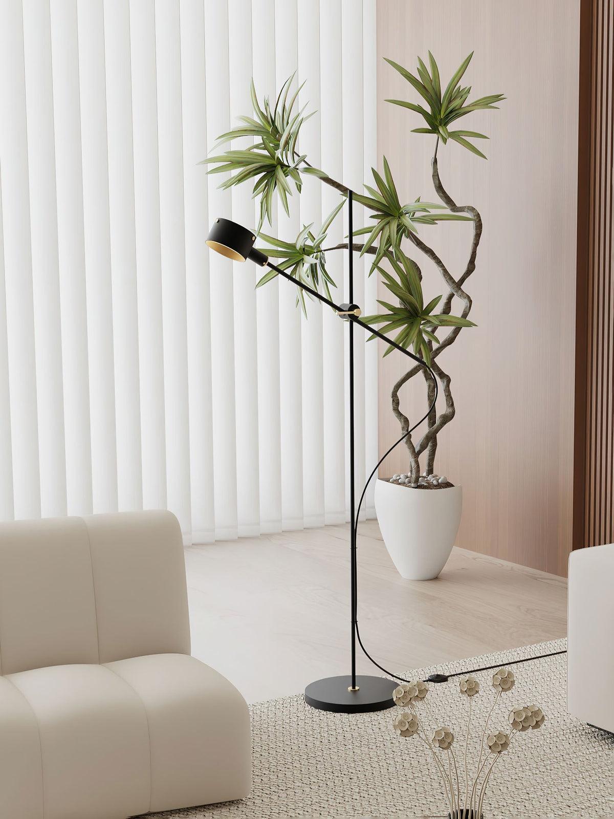 Arclen verstelbare vloerlamp met horizontale arm