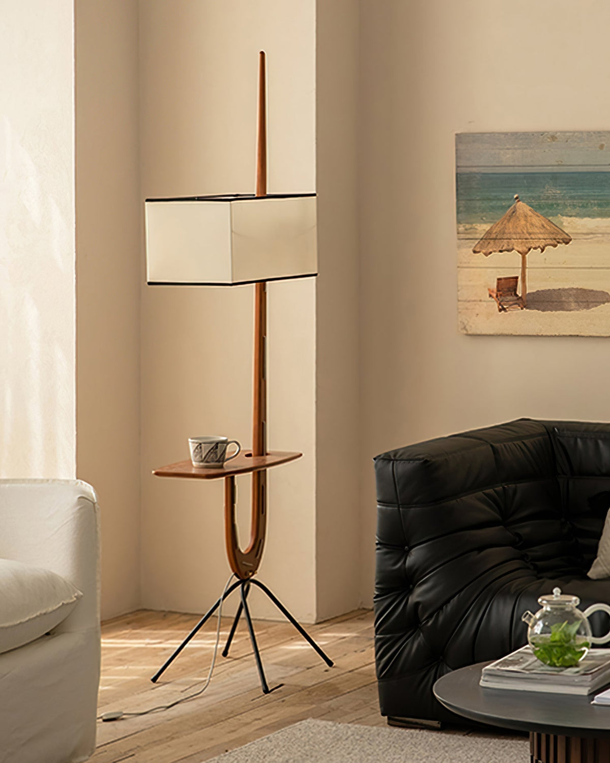 Vemara Mid Century Houten vloerlamp