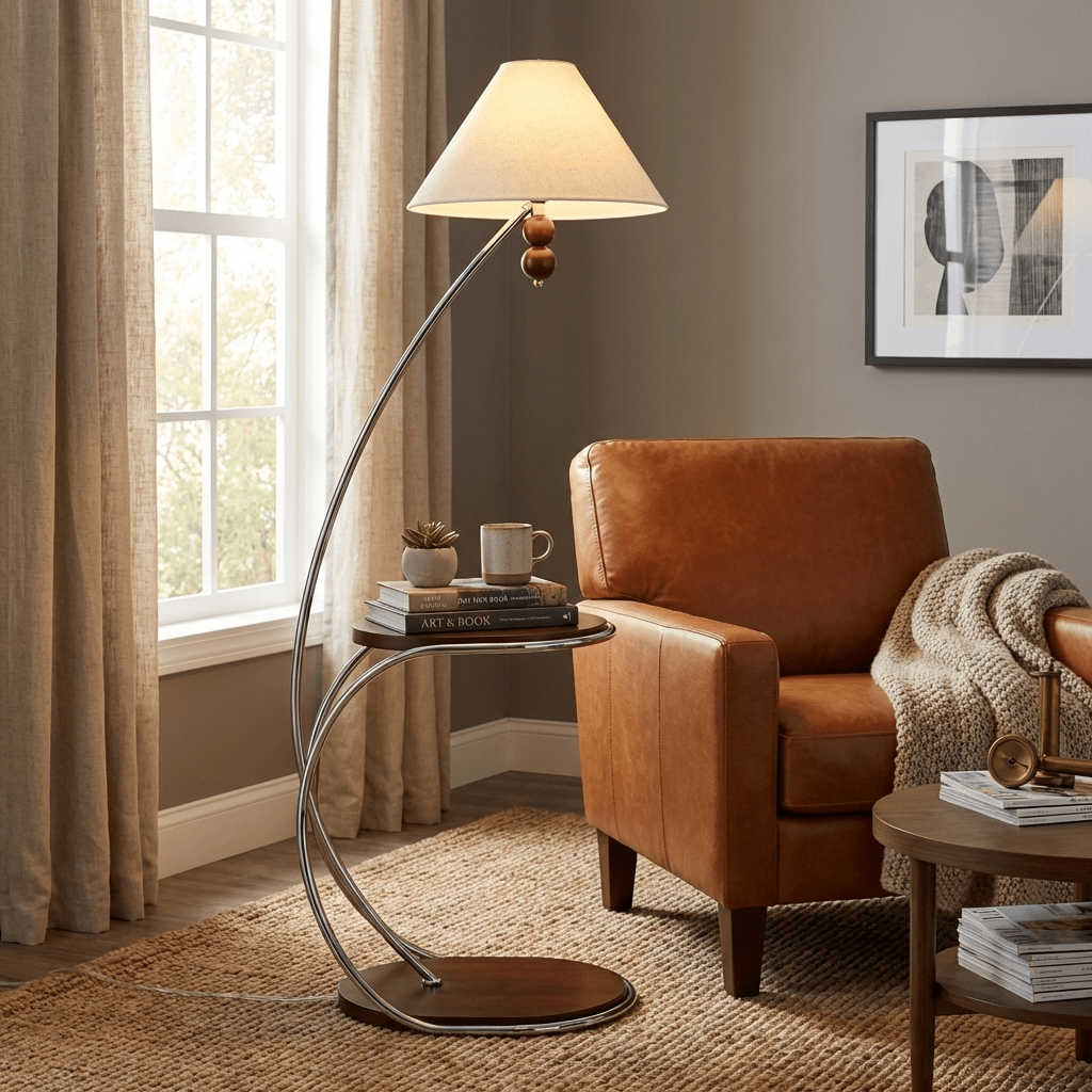 Elaorina gebogen plank vloerlamp