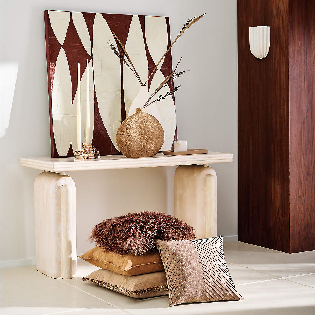 Tinduvys elegantie Ariel Enkele Marmeren Gefluteerde wandlamp