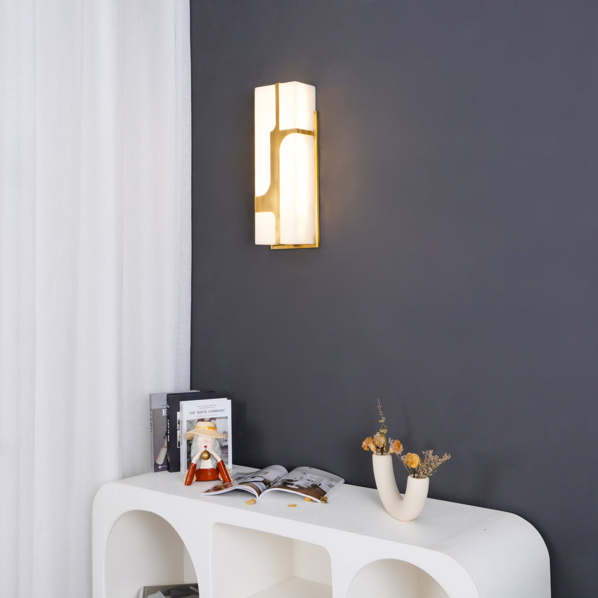 Ariel wandlamp Albast & messing elegantie