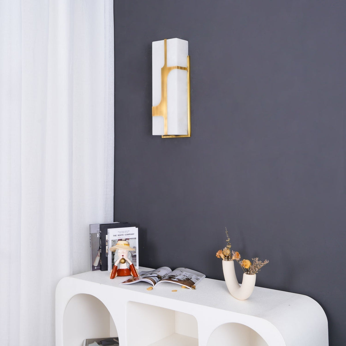 Ariel wandlamp Albast & messing elegantie