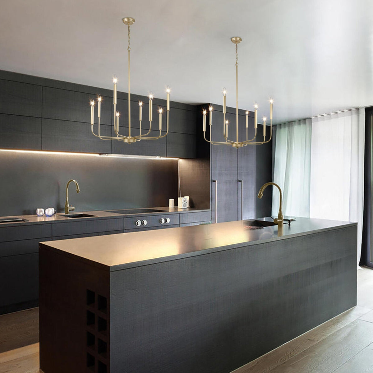 Ulfuvys moderne kroonluchter met kaarsen, industriële metalen stijl