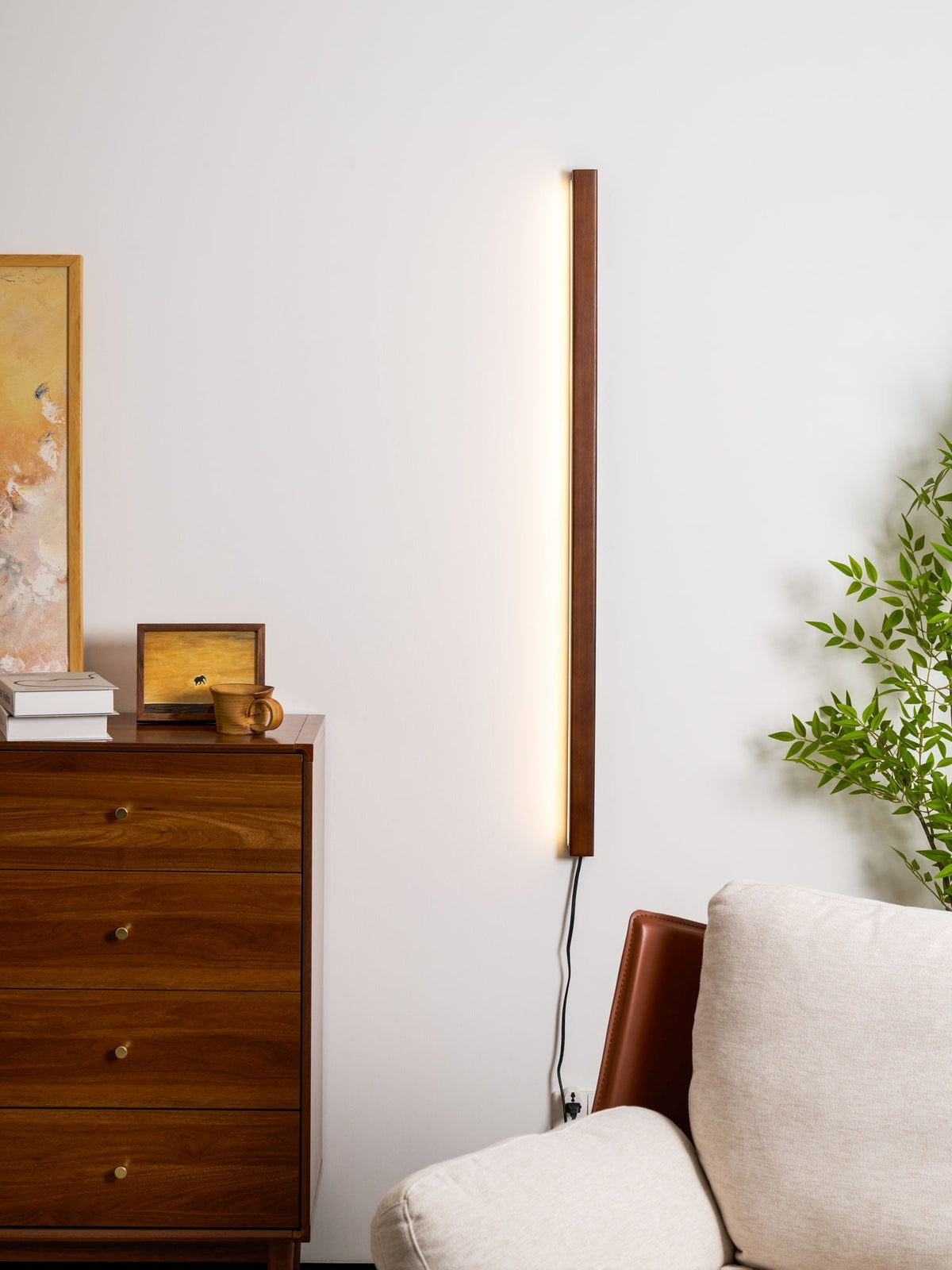 Bryf wandlamp Lineair Hout Met Stekker