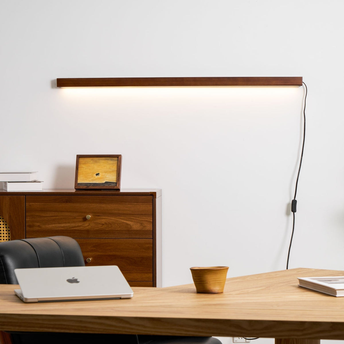 Bryf wandlamp Lineair Hout Met Stekker
