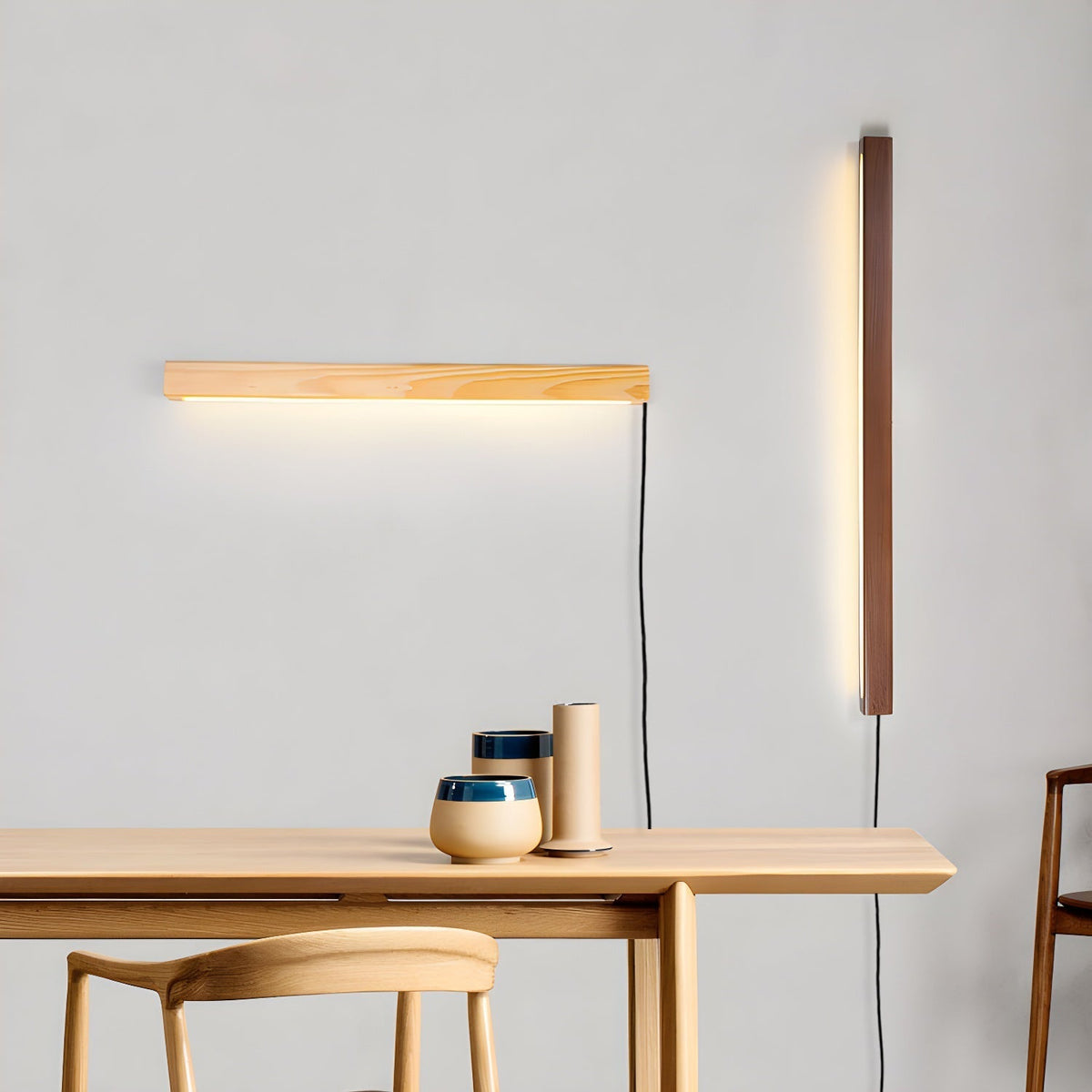 Bryf wandlamp Lineair Hout Met Stekker