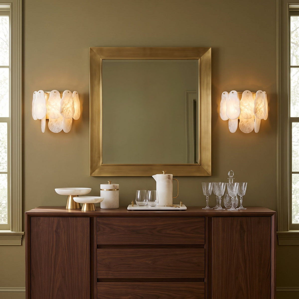Quenstone onregelmatige albast wandlamp