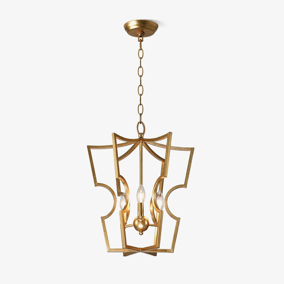 Niroxa kroonluchter met lantern frame goudkleurig