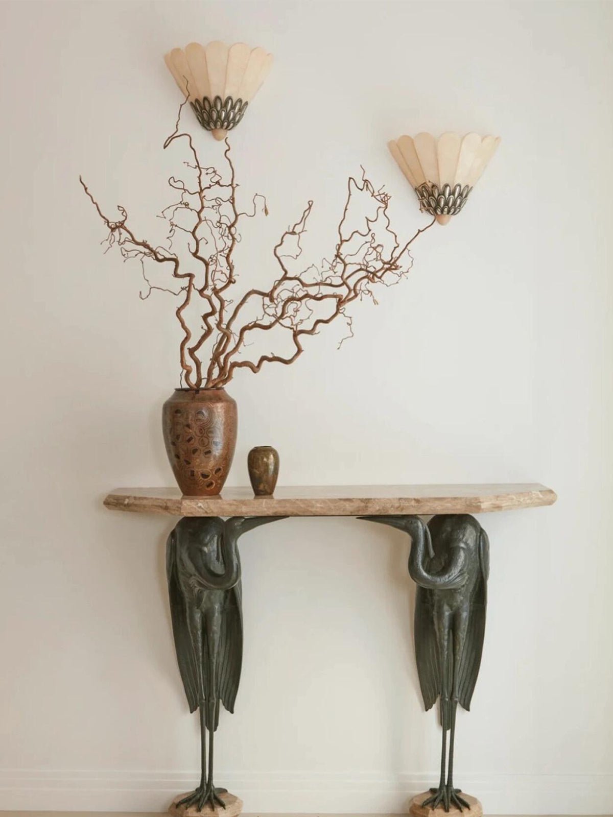 Marbe Vintage Albast Bloemblaad wandlamp