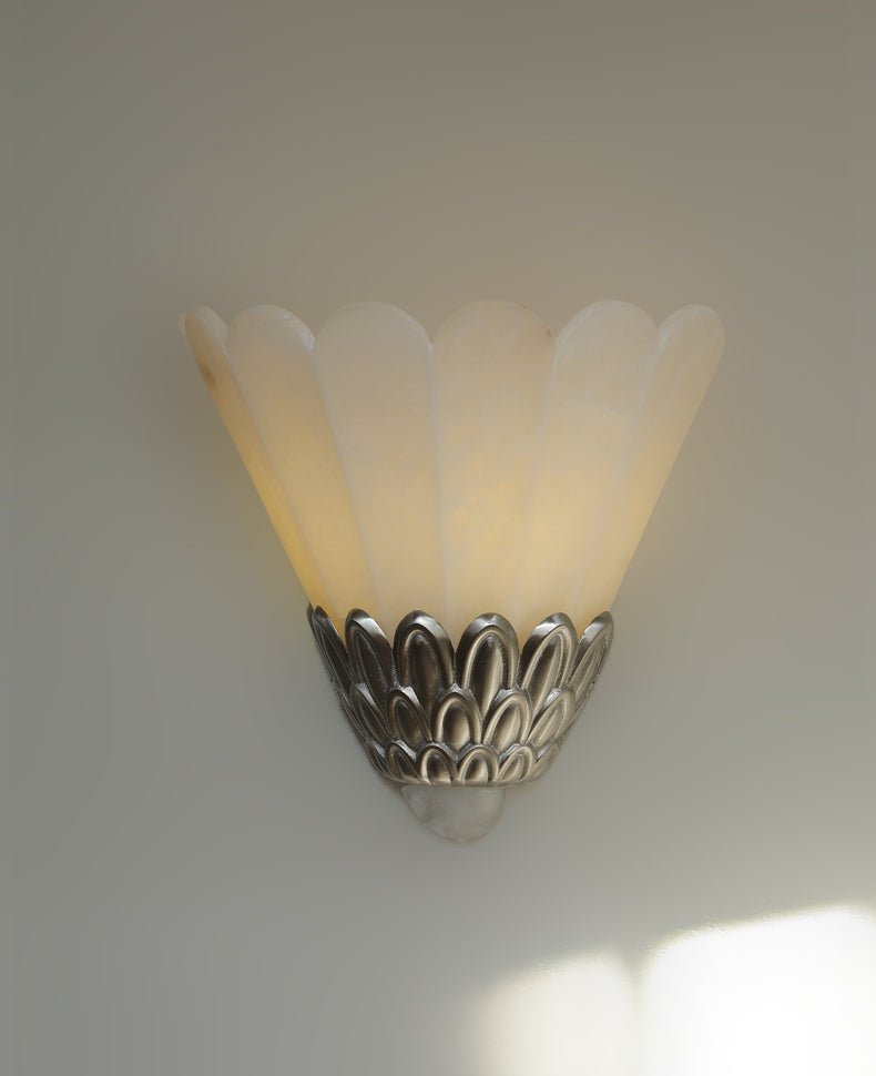 Marbe Vintage Albast Bloemblaad wandlamp