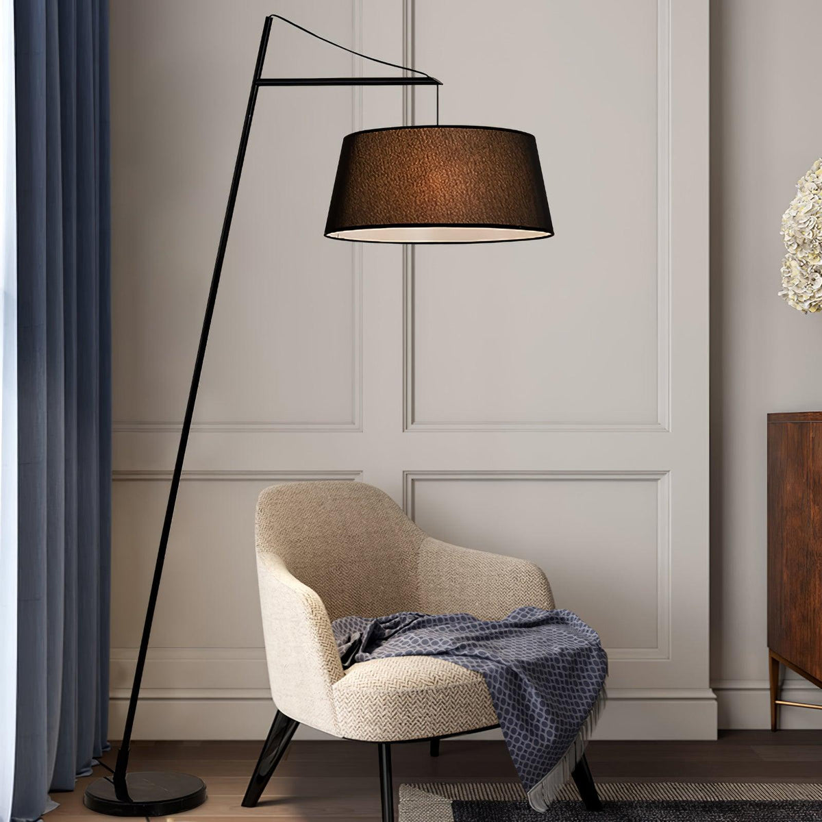 Votalyra moderne vloerlamp met stoffen kap