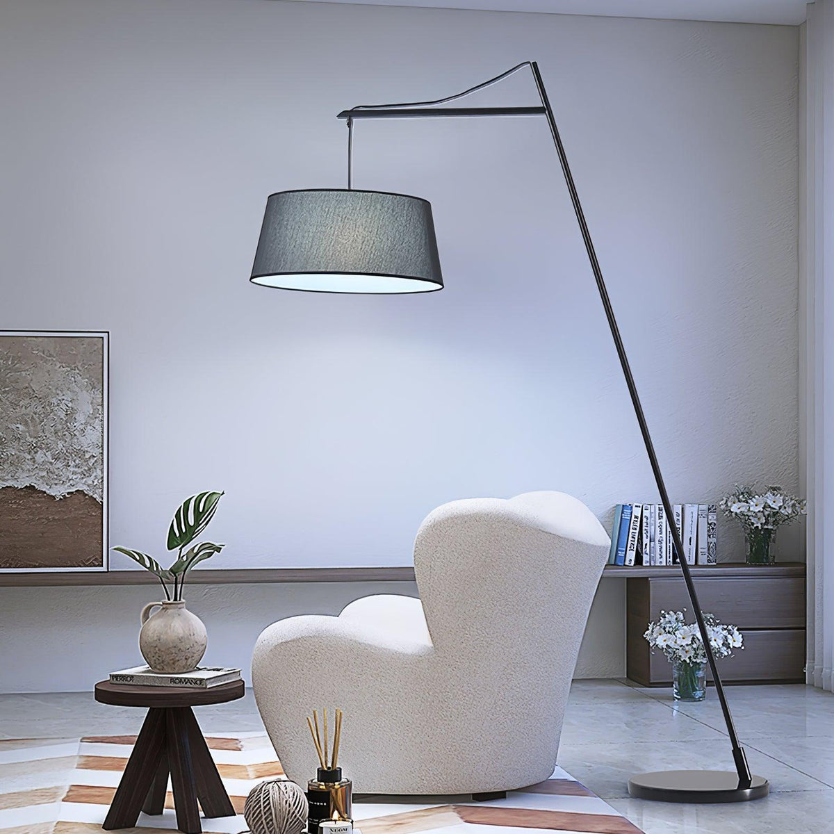 Votalyra moderne vloerlamp met stoffen kap