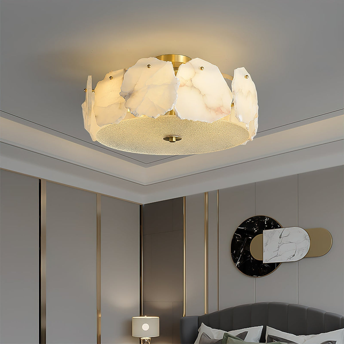 Elay verfijnde disc vlakke albasten glas plafondlamp