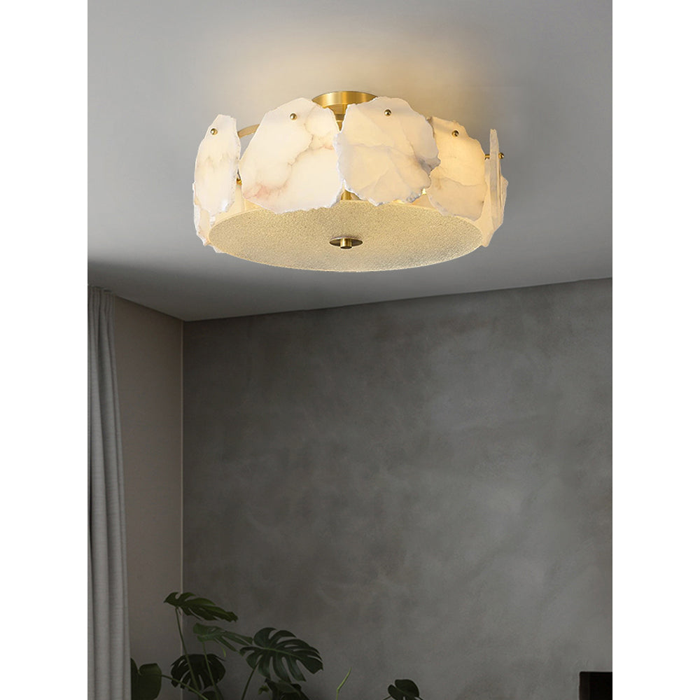 Elay verfijnde disc vlakke albasten glas plafondlamp