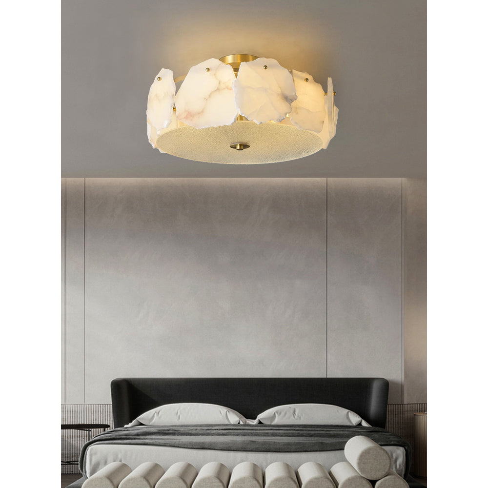 Elay verfijnde disc vlakke albasten glas plafondlamp