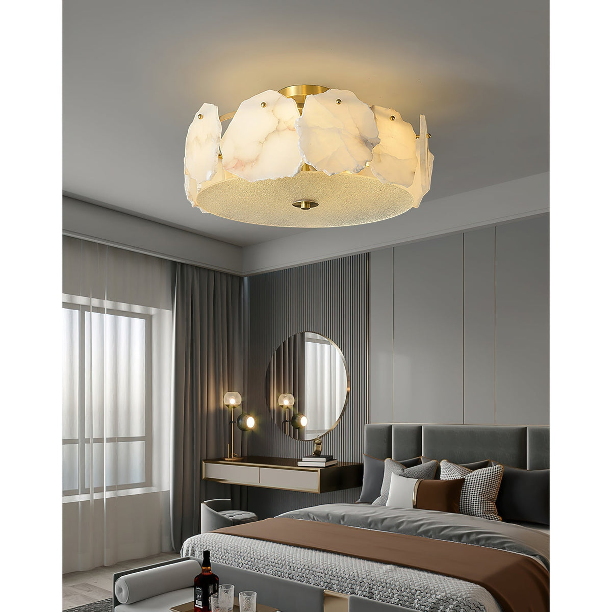 Elay verfijnde disc vlakke albasten glas plafondlamp