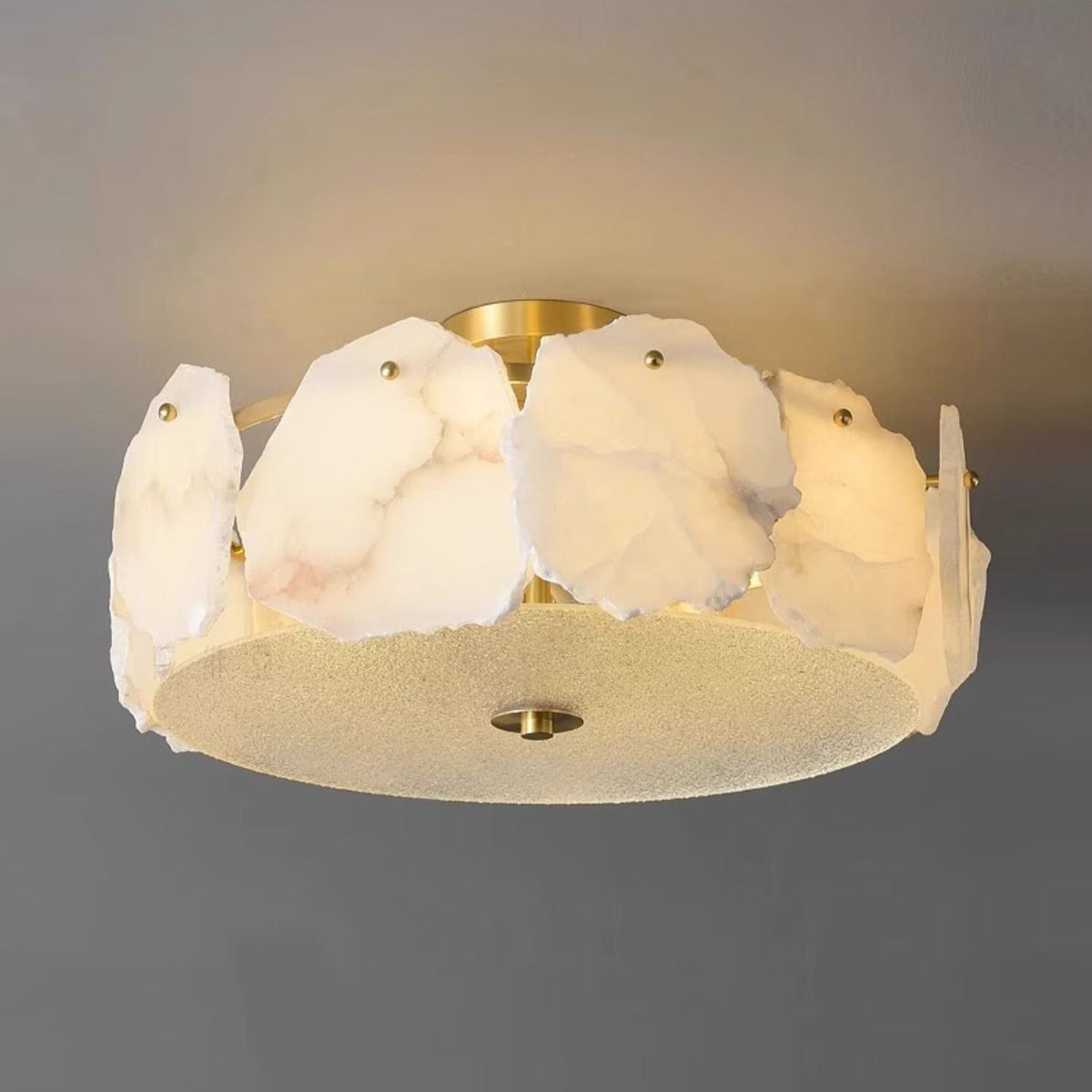 Elay verfijnde disc vlakke albasten glas plafondlamp
