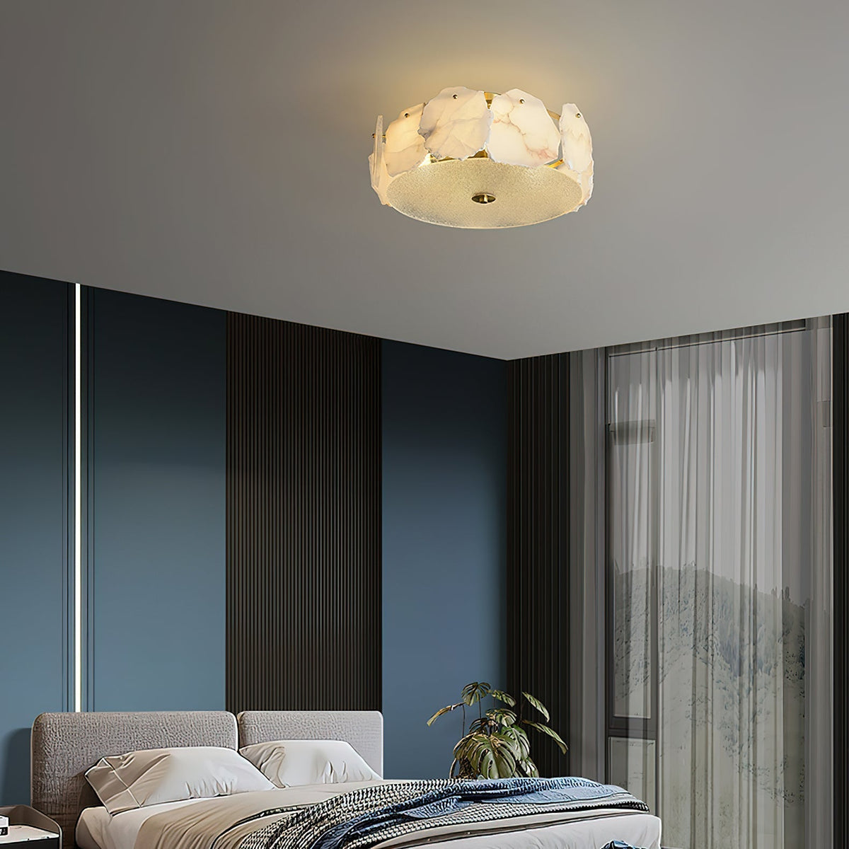 Elay verfijnde disc vlakke albasten glas plafondlamp