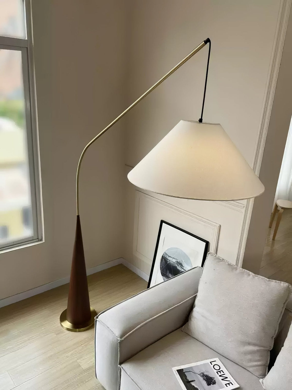 Uriah Minimalistische vloerlamp met stoffen kap