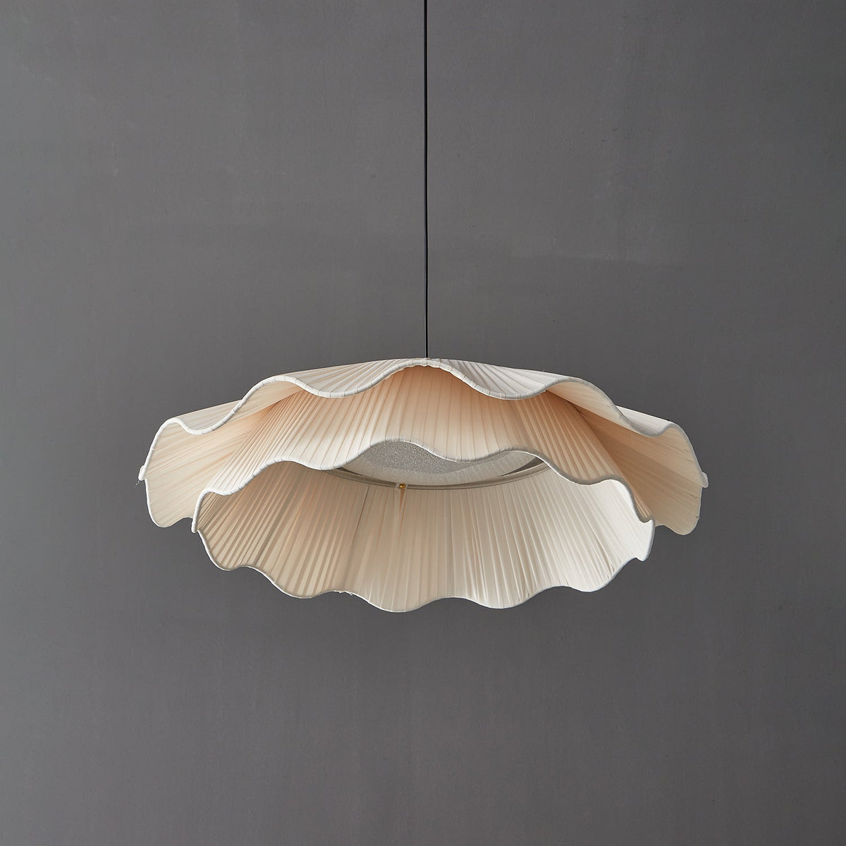 Ellorel elegantie Wave messing hanglamp met stoffen kap