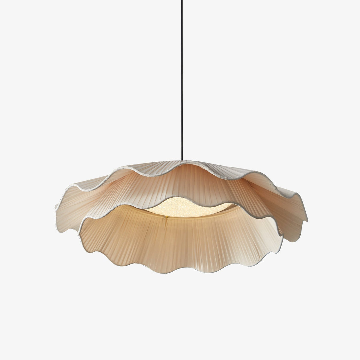 Ellorel elegantie Wave messing hanglamp met stoffen kap