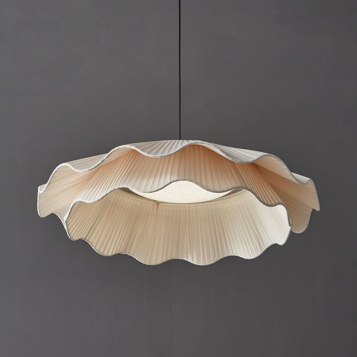 Ellorel elegantie Wave messing hanglamp met stoffen kap