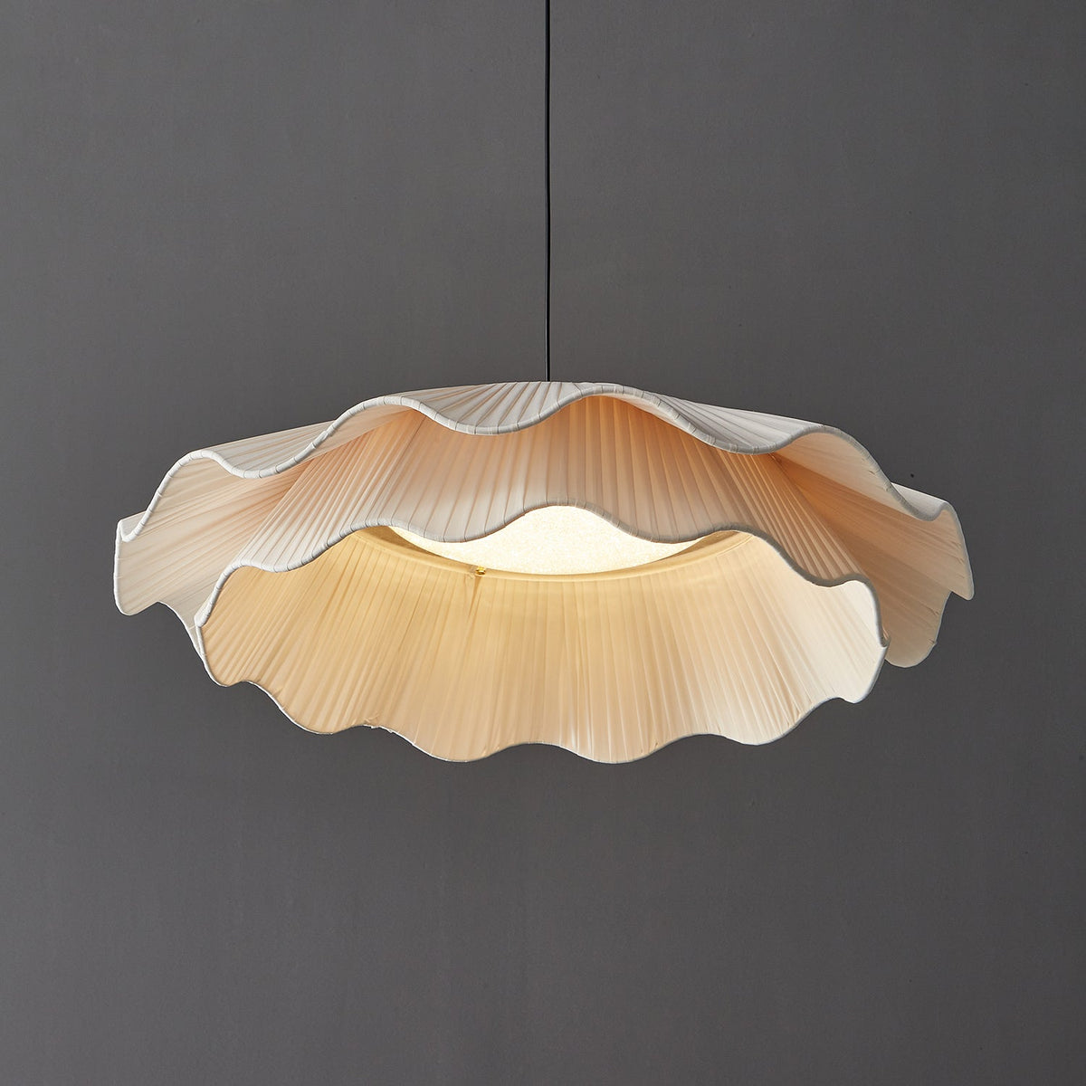 Ellorel elegantie Wave messing hanglamp met stoffen kap