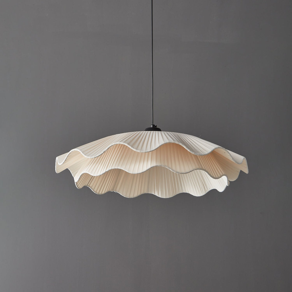 Ellorel elegantie Wave messing hanglamp met stoffen kap