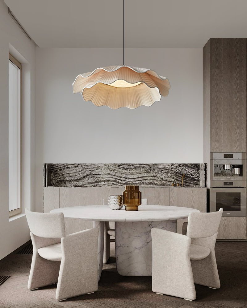 Ellorel elegantie Wave messing hanglamp met stoffen kap