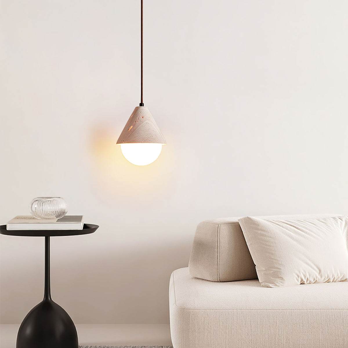 Valaliella Cone Hemisphere travertin hanglamp