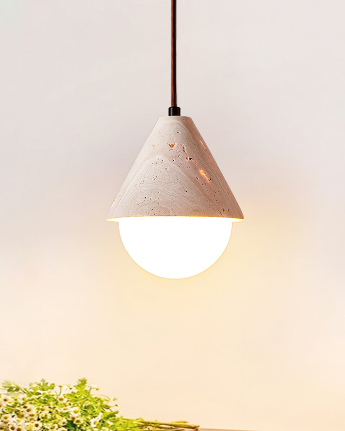 Valaliella Cone Hemisphere travertin hanglamp