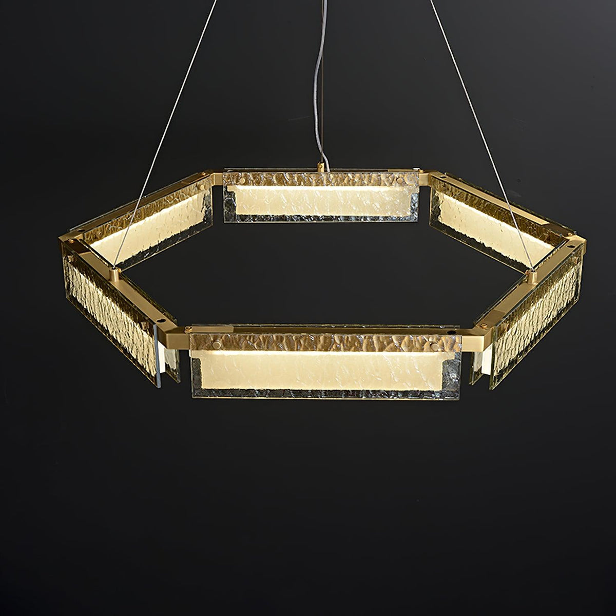 Hexa kroonluchter met luxe glas en LED