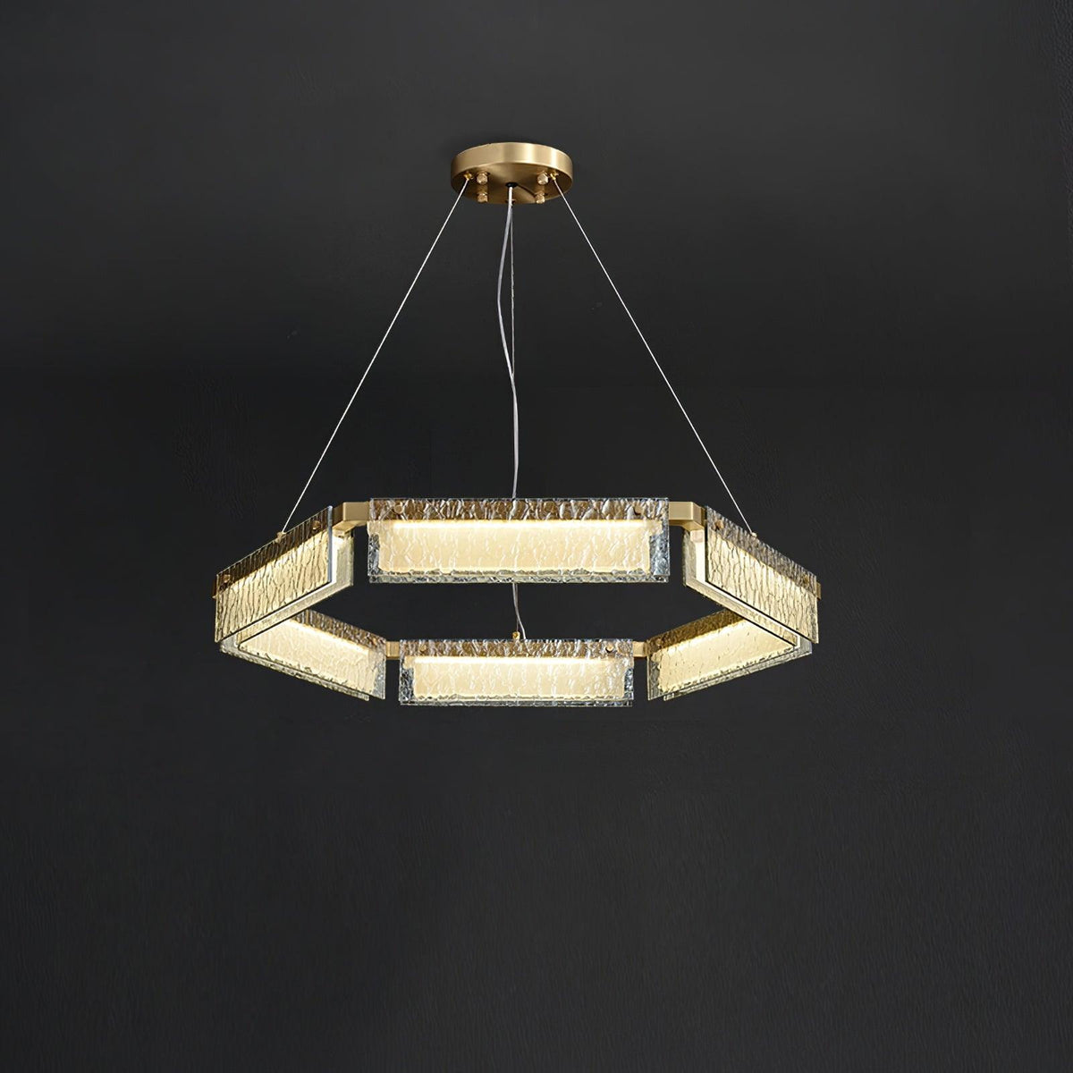 Hexa kroonluchter met luxe glas en LED