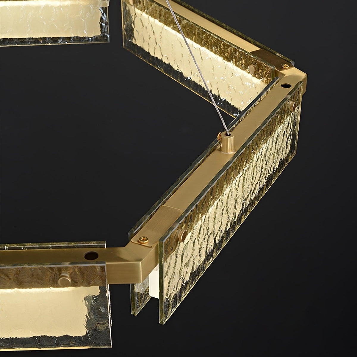 Hexa kroonluchter met luxe glas en LED