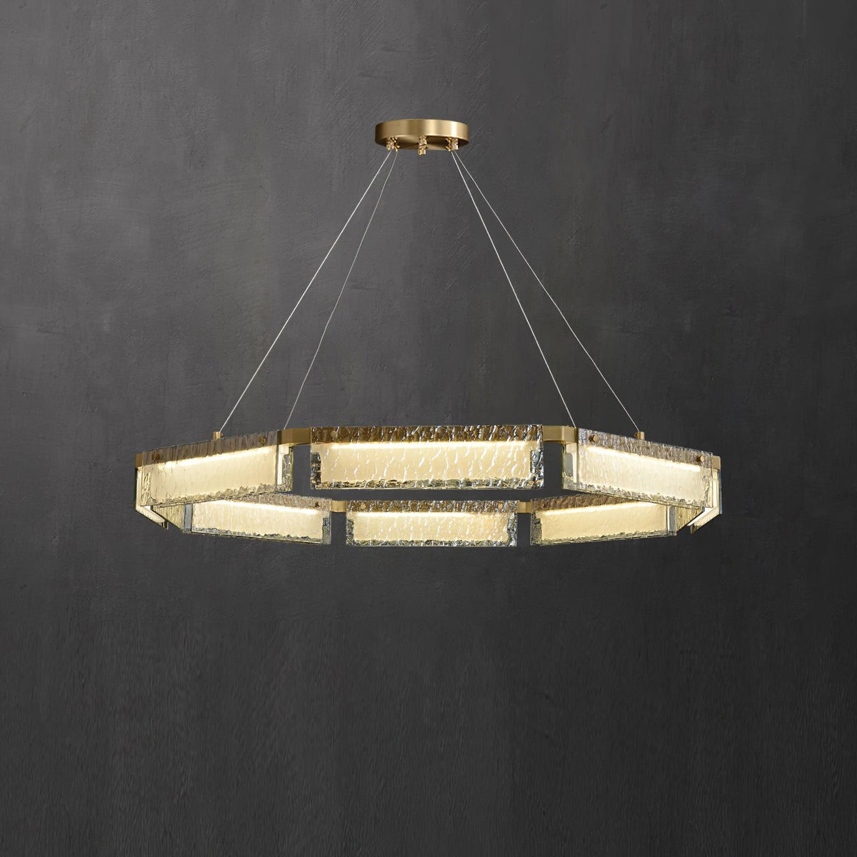 Hexa kroonluchter met luxe glas en LED
