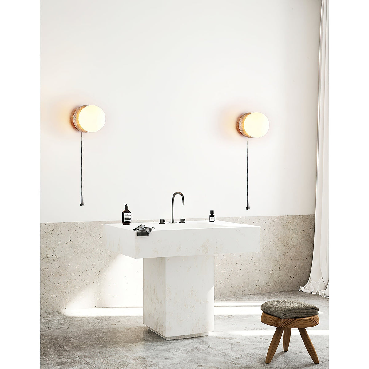 Norisaria travertin wandlamp met glas