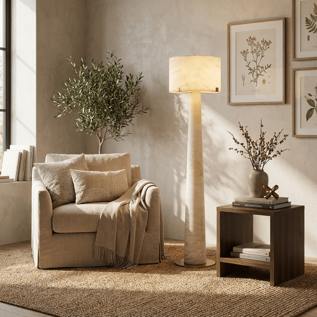 Nivaline albasten vloerlamp