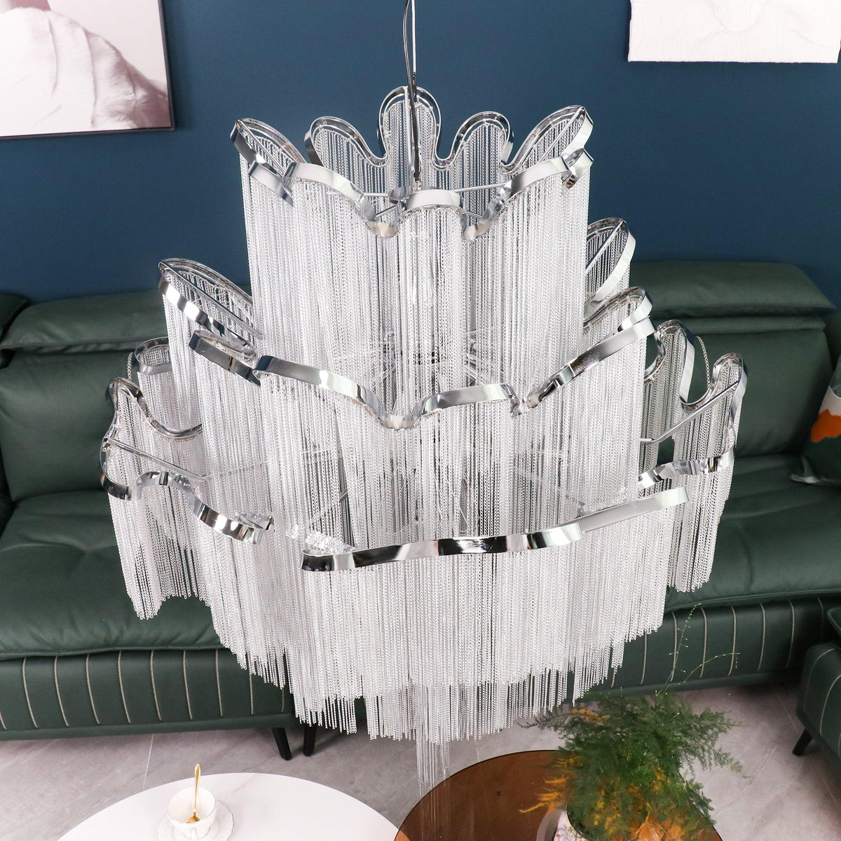 Lustra hanglamp Stream ketting nikkel