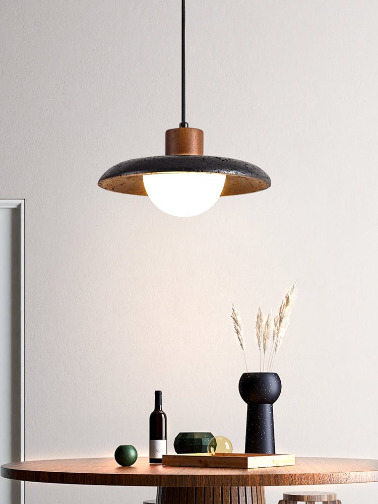 Zenk Zwarte travertin koepelvormige hanglamp