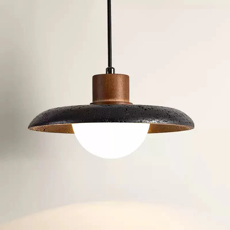 Zenk Zwarte travertin koepelvormige hanglamp