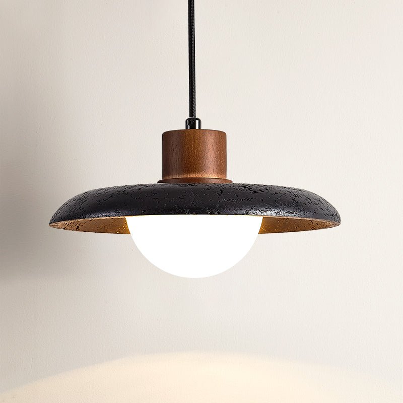 Zenk Zwarte travertin koepelvormige hanglamp