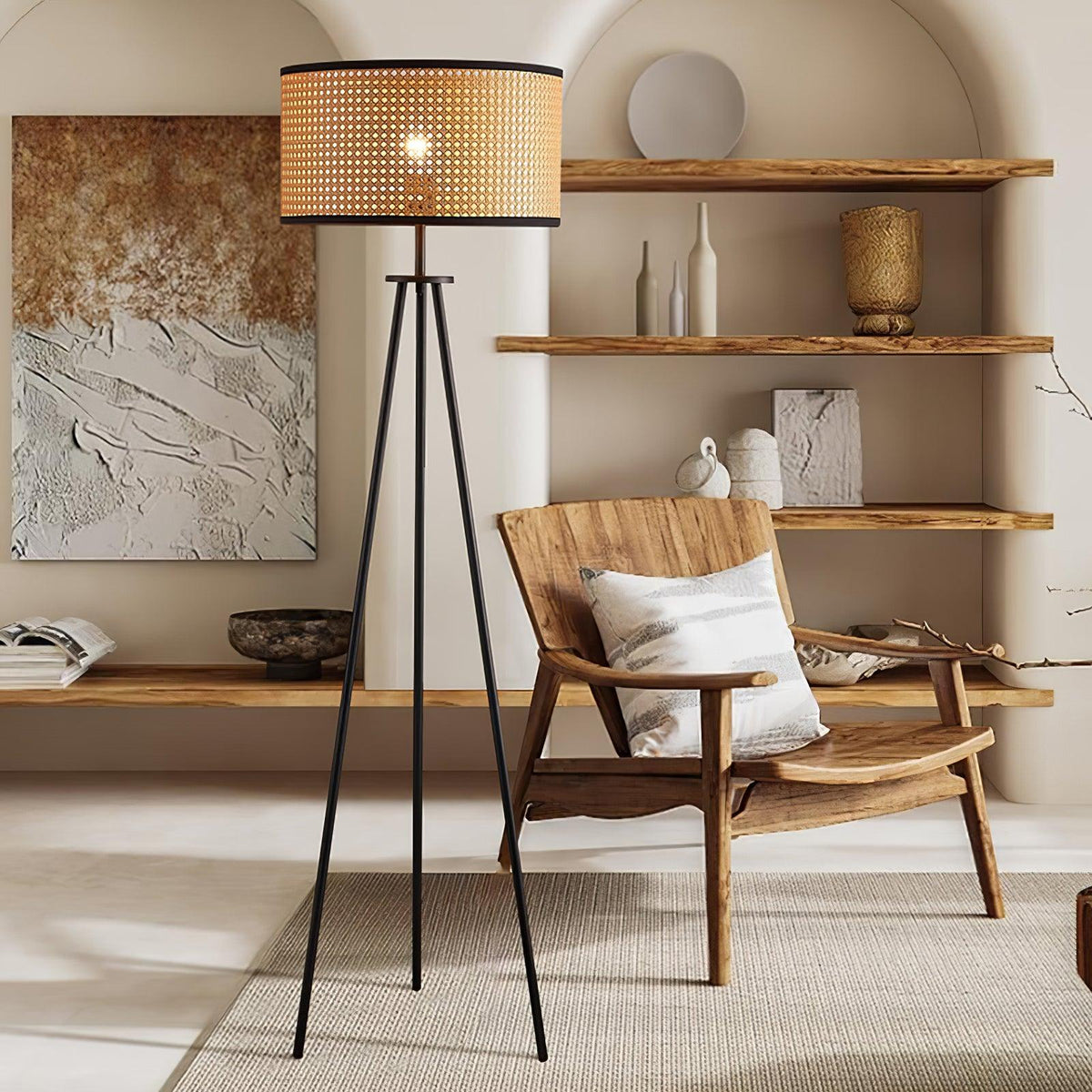 Trio Vintage Bamboe vloerlamp