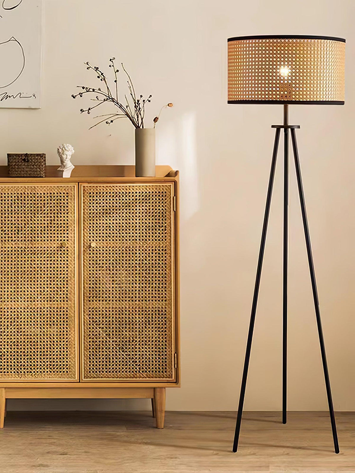 Trio Vintage Bamboe vloerlamp