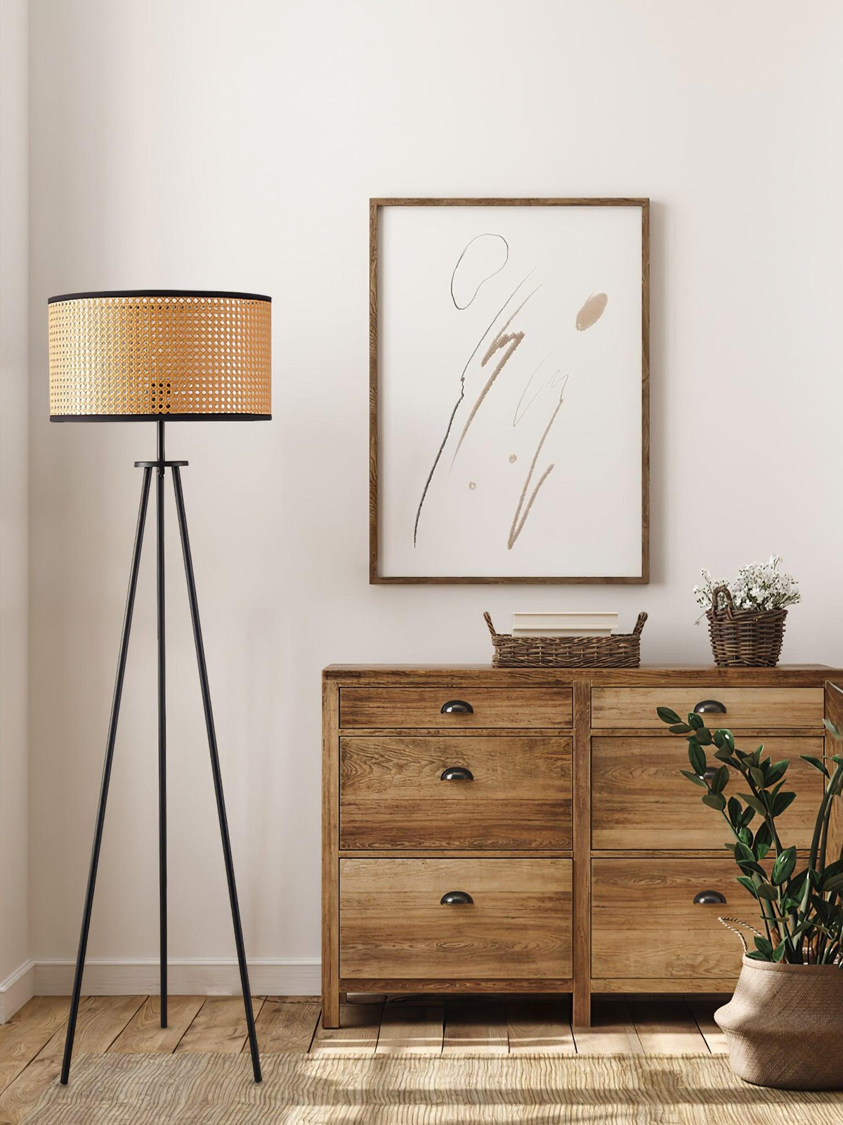 Trio Vintage Bamboe vloerlamp