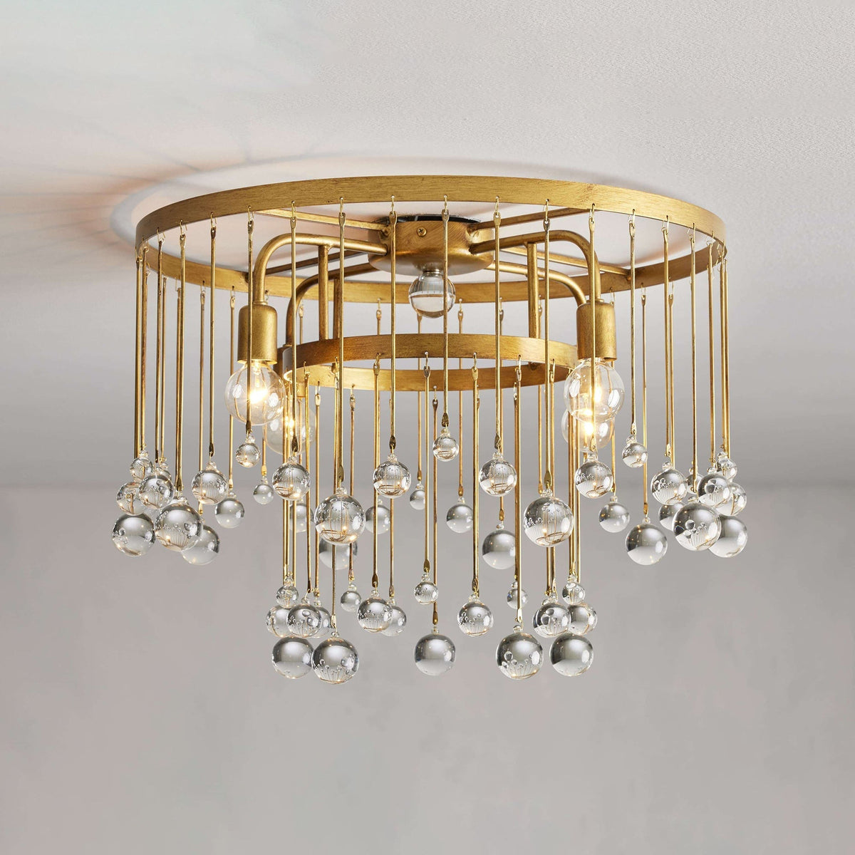 Fljotuvyo Postmodern luxe messing Kristallen Vlakke plafondlamp