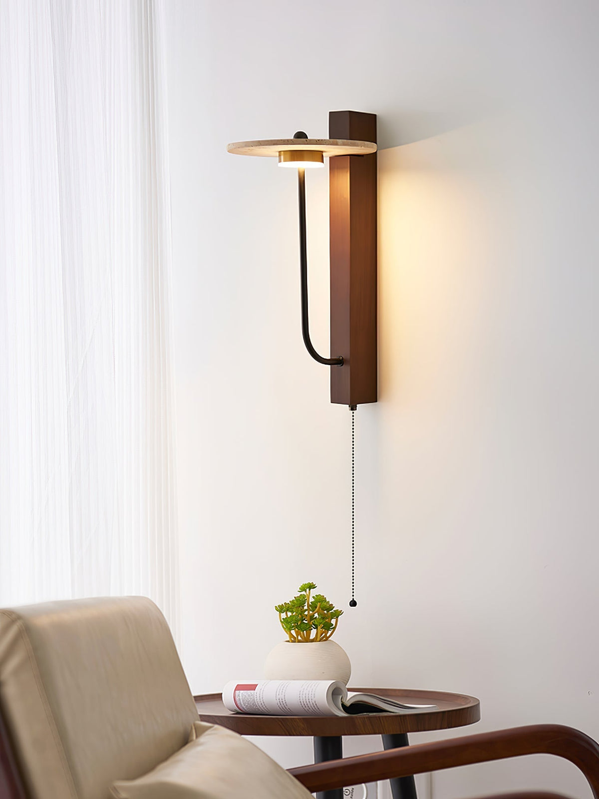 Viphayra Leverarm wandlamp travertin