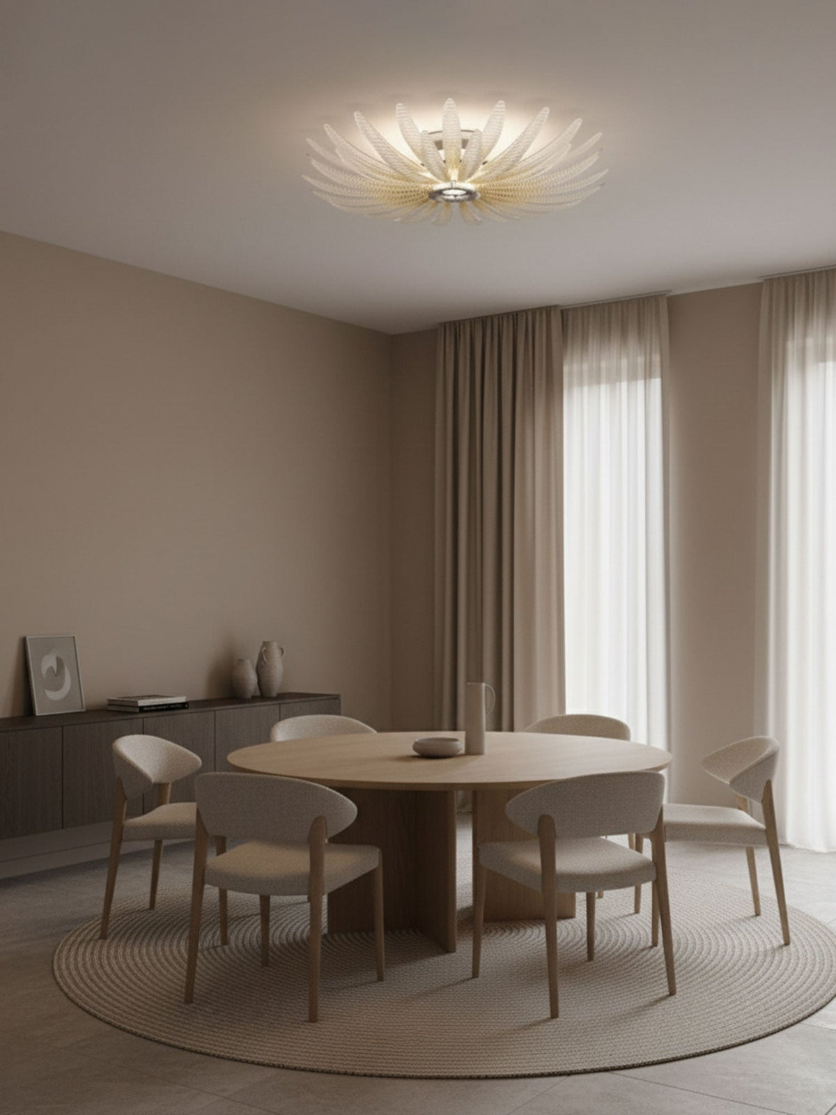 Ignatius plafondlamp van glas met bloemblaadjes