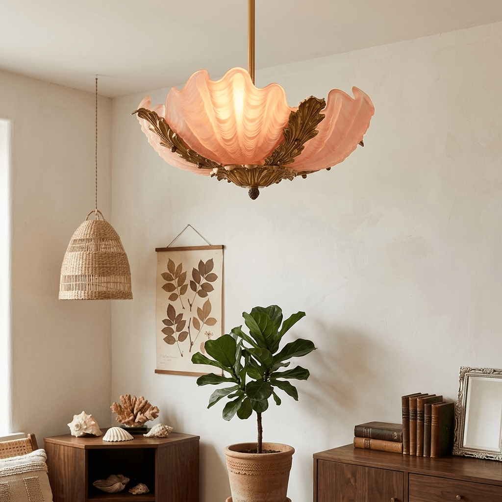 Nacisian kroonluchter met schelpglas