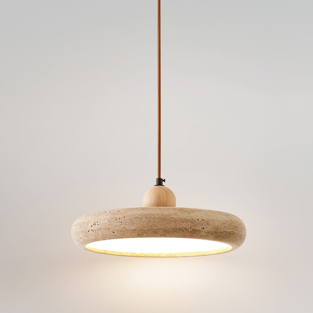 Noraraine Minimalistische hanglamp van geel travertin
